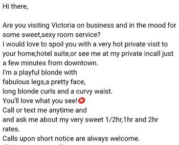 , 41  female escort, Victoria